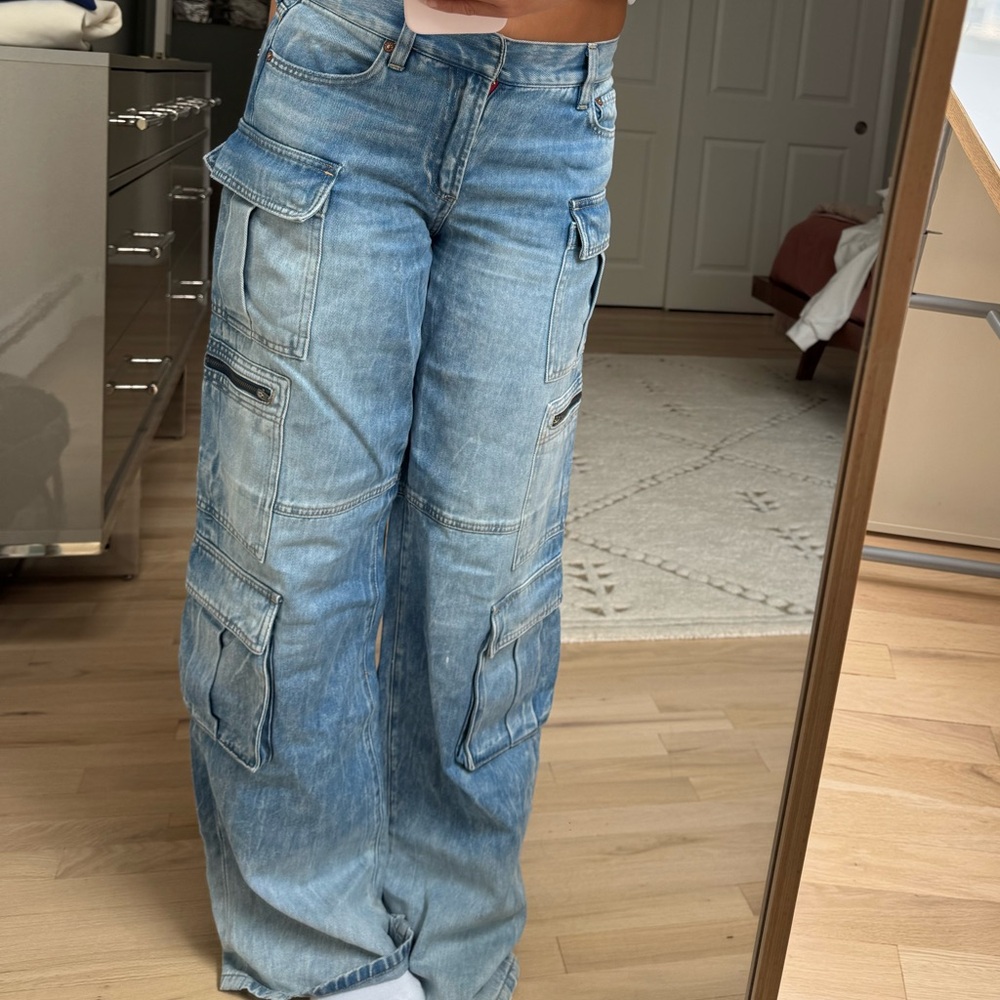Women's Blue Cargo Jeans